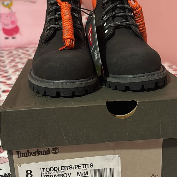 Timberland Kids' Black Boots with Orange Accents